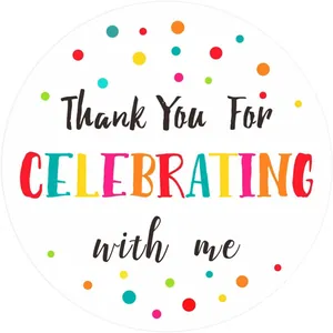 Pegatina decorativa circular colorida Thank You For Celebrating With Me para regalos