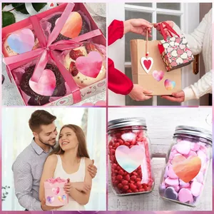 Pegatinas de corazón de acuarela para cajas de regalo, tarros y envoltorios románticos.