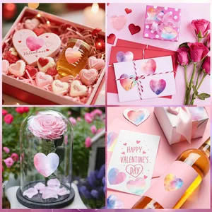 Pegatinas de corazón de acuarela para cajas de regalo de San Valentín y manualidades DIY.