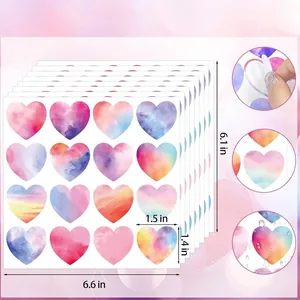 Set de 30 hojas de pegatinas de corazones acuarela con 480 piezas impermeables DIY