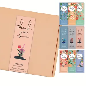 Pegatinas de agradecimiento florales creativas para cajas de regalo y decoración