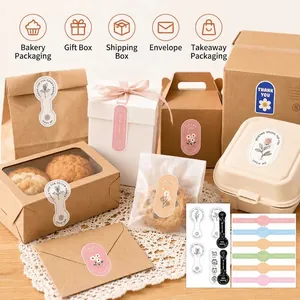 Pegatinas creativas de agradecimiento en inglés y etiquetas de sellado para regalos