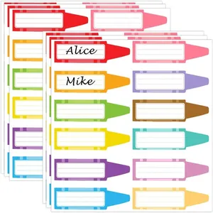 Cartoon Pencil Crayon Name Labels Stickers For Kids School Classroom Desk Back To School DIY Decorative Name Tags