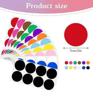 Dettaglio dimensioni con diametro 5cm per adesivi circolari colorati in vari fogli
