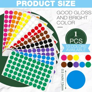 Detailed view of 13mm round colorful self-adhesive dot stickers for organization