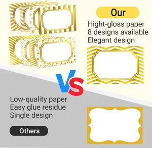 Comparison of high-gloss gold foil name stickers with 8 elegant designs