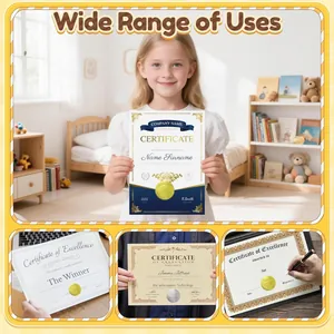 Detail of 50mm gold foil embossed seal stickers on award and graduation certificates