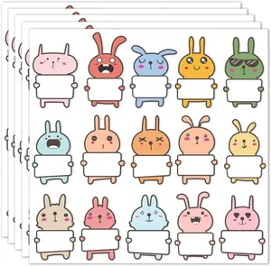 Cute cartoon bunny animal name labels stickers with writable blank signs for kids