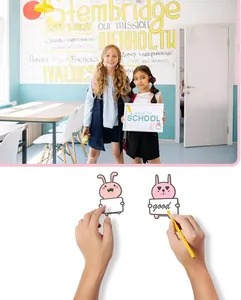 Cute cartoon rabbit name labels for kids, writeable self-adhesive school stickers