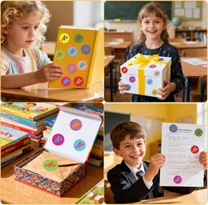 Levendige A+ beloningsstickers voor studenten op boeken, geschenkdozen en tests