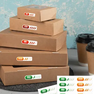 Etiquetas adhesivas de nivel de picante en cajas de cartón marrón para alimentos