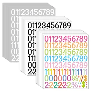 Detailed close-up showing 1-inch waterproof number sticker sheets in assorted colors