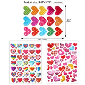 Juego de varias hojas de pegatinas decorativas en forma de corazón para manualidades