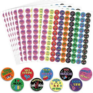 Autocollants Ronds Mini Thème Musique Dessin Animé Récompense Filles Décoration Ordinateur Bouteille d'Eau Stickers Instruments
