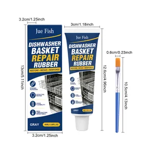 Detail showing Jue Fish dishwasher basket repair rubber kit with gray paste and brush