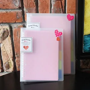 Vista detallada de pegatinas creativas de corazones rojos en carpetas A5 de acabado mate