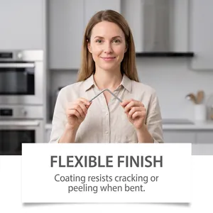Detail of flexible dishwasher rack repair coating resisting cracking when bent