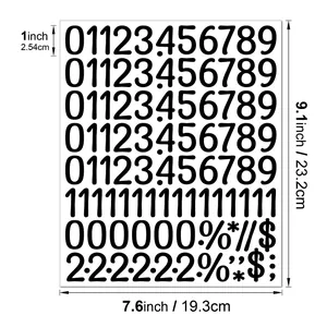 1-inch black waterproof vinyl number stickers with symbols for scrapbooking and labeling