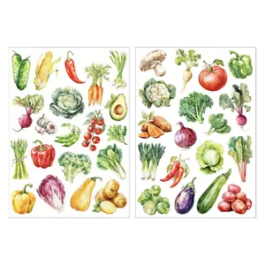 Set detallado de pegatinas de verduras en acuarela para scrapbooking y decoración