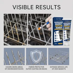 Detailed visual results showing dishwasher rack repair rubber covering worn and rusty areas