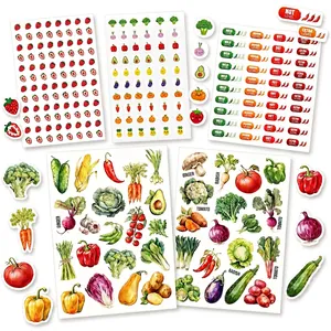Pegatinas Frutas Verduras Para Niños Profesores Recompensa Dibujos Animados Etiquetas Comida Para Scrapbooking Pegatinas Decorativas Papelería
