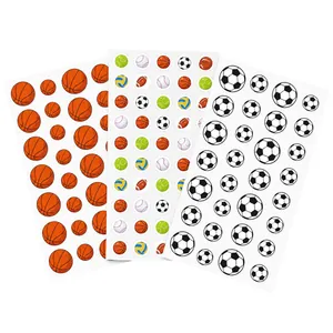 Waterproof sports ball stickers set featuring soccer basketball and tennis designs