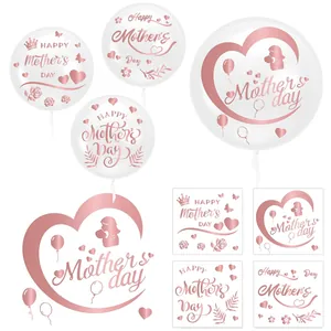 Vue détaillée d'élégants autocollants rose doré Fête des Mères pour ballons Bobo.