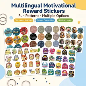 Cartoon Animal Motivational Stickers English Spanish Bilingual Reward Labels For School Teachers Students Scrapbooking Decor