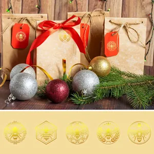 Gold foil bee stickers detail for wedding invitations, envelopes and gift packaging decorations