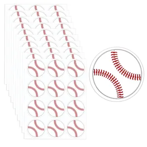 Bulk set of baseball pattern round stickers for sports party favors and gift sealing