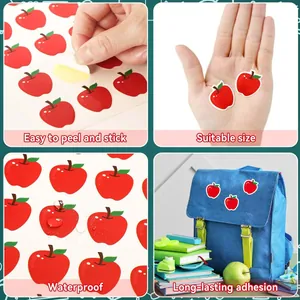 Autocollants de récompense pomme rouge imperméables, faciles à décoller et coller