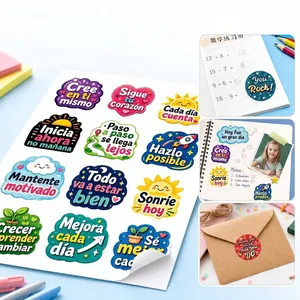 Inspirational Spanish quote stickers for scrapbooking and envelope sealing labels