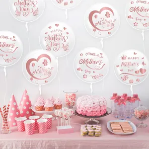 Autocollants Happy Mother's Day rose doré sur ballons de fête Bobo transparents