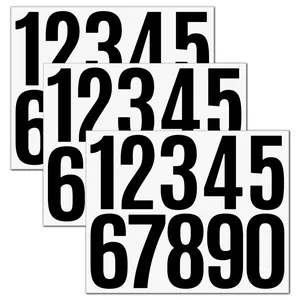 Set of three large waterproof black vinyl number sticker sheets for mailboxes