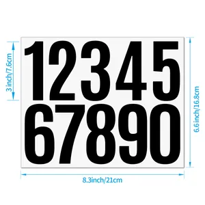 Product dimensions for 3-inch large black vinyl numeric stickers 0-9 for mailboxes