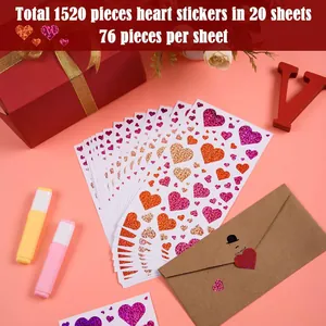 1520pcs laser heart stickers for scrapbooking and gift wrapping Valentine decoration