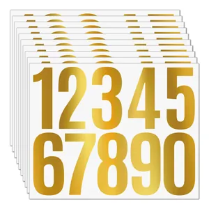 Gold vinyl number stickers for mailboxes, waterproof 3-4 inch large digit decals