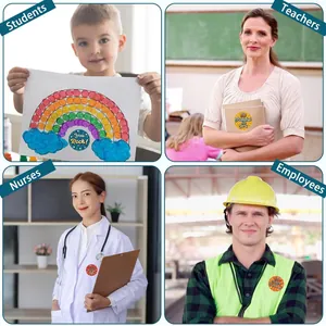 Motivational reward stickers for students, teachers, and employees in various scenarios.