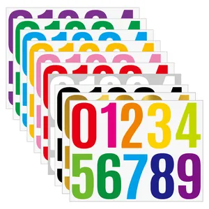 Detail of various colored large vinyl number stickers for mailbox and storage labeling