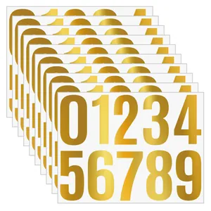 Self-adhesive gold metallic vinyl number stickers 0-9 for mailboxes and cargo labeling
