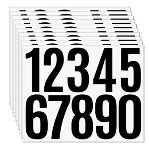 Large waterproof black vinyl number stickers 0-9 for mailbox and bin classification