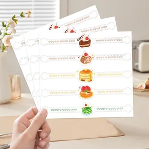 Detailansicht süßer Dessert-Themen-Aufkleber für Backwaren und Geschenkverpackungen.