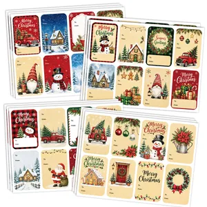 Etiquetas de regalo de Navidad 2x3 pulgadas con campos Para/De y motivos festivos.