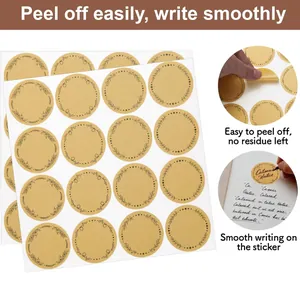 Detail of kraft paper stickers featuring easy-peel backing and smooth writing surface