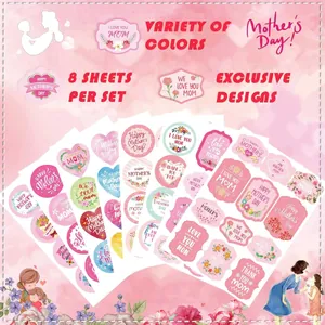 8 Blatt festliches Muttertags-Aufkleber-Set für Geschenkdekoration und Verpackung