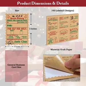 Infografik zu Weihnachts-Geschenketiketten aus Kraftpapier in Briefmarkenform.