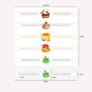 Detailansicht süßer Dessert-Backaufkleber mit präzisen Größenangaben in cm