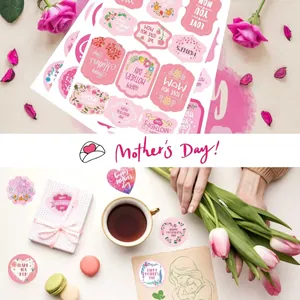 Detailansicht floraler Muttertag-Aufkleber für Geschenkkartons und Briefumschläge