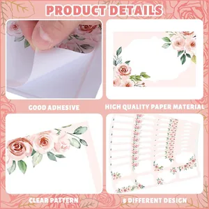 Detailed view of floral wreath blank stickers showing high quality paper and adhesive