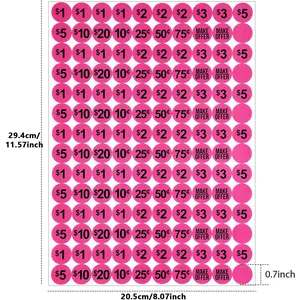 Adesivi per prezzi circolari rosso rosa con etichette da 0,7 pollici per vendita